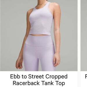 Lululemon Ebb to Street Cropped Racer Back tank.